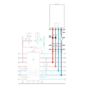 Анонс схемы обвязки настенного одноконтурного котла эконом-вариант H-BP-06