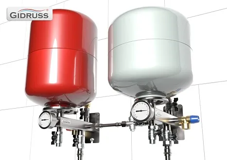 Обвязка расширительных баков отопления и ГВС - типовой узел TU-BK-02 (визуализация)