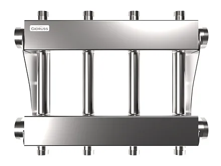 Коллектор для котельной на 4 - 5 контуров G 1″ из нержавеющей стали - MK-250-6DU