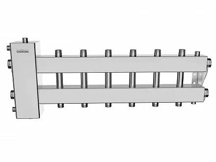 Нержавеющий коллектор с гидрострелкой на 7 контуров BMSS-150-7DU