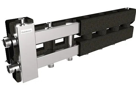 Нержавеющая гидрострелка с коллектором на 4 контура BMSS-80-4D.EPP