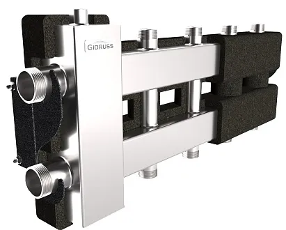 Нержавеющая гидрострелка с коллектором на 5 контуров BMSS-80-5DU.EPP