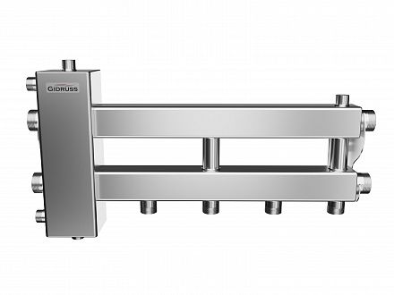 Коллектор с гидрострелкой на 2 контура (2+1) нержавеющая сталь AISI 304