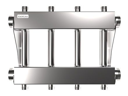 Коллектор для котельной на 4 - 5 контуров G 1″ из нержавеющей стали - MK-250-6DU