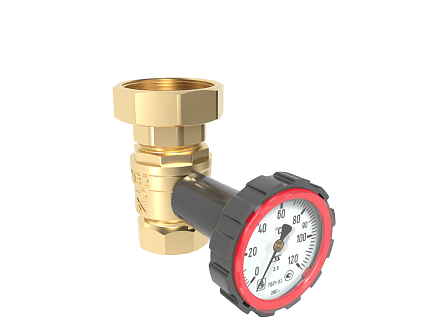 Кран c накидной гайкой  1 1/4" x 2" и термометром GIDRUSS BV-32TUN