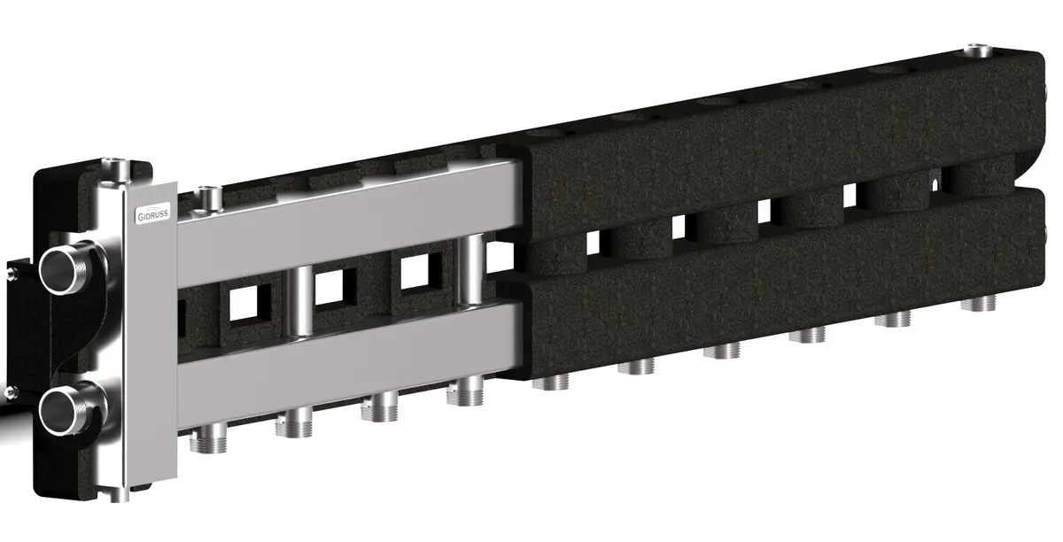 Нержавеющая гидрострелка с коллектором на 6 контуров BMSS-80-6D.EPP