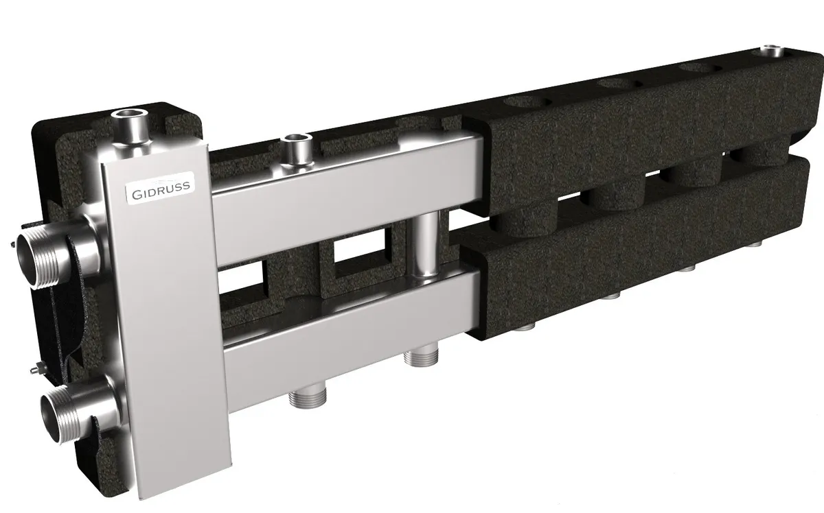 Нержавеющая гидрострелка с коллектором на 4 контура BMSS-80-4D.EPP