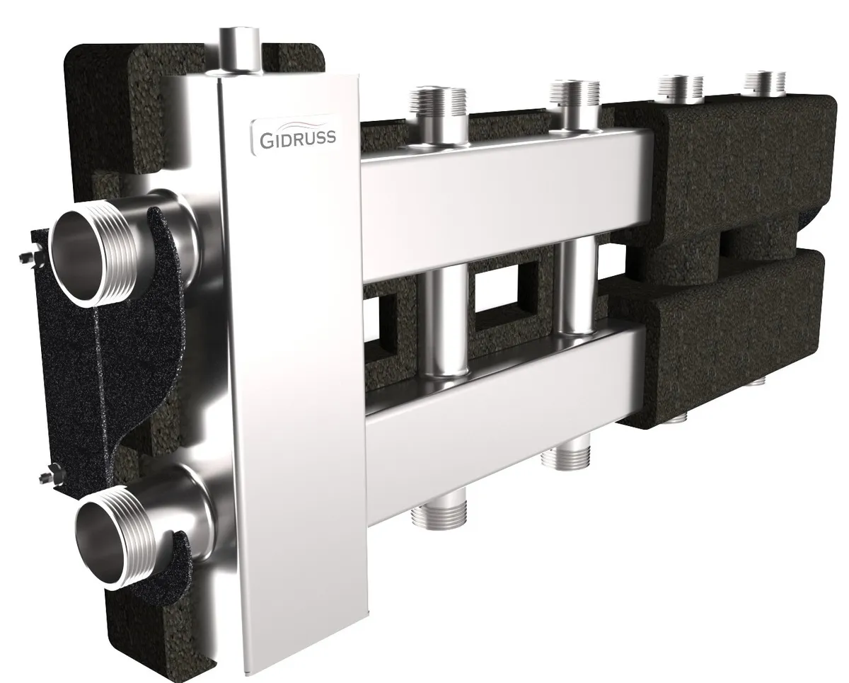 Нержавеющая гидрострелка с коллектором на 5 контуров BMSS-80-5DU.EPP Нержавеющая гидрострелка с коллектором на 5 контуров BMSS-80-5DU.EPP