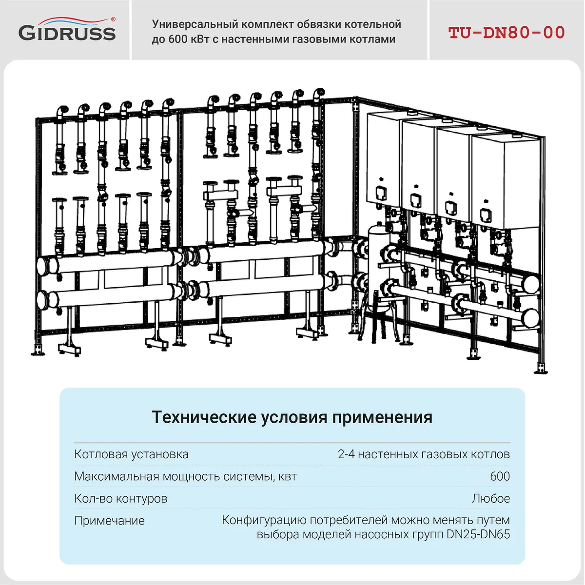 Универсальный комплект обвязки котельной без котлов