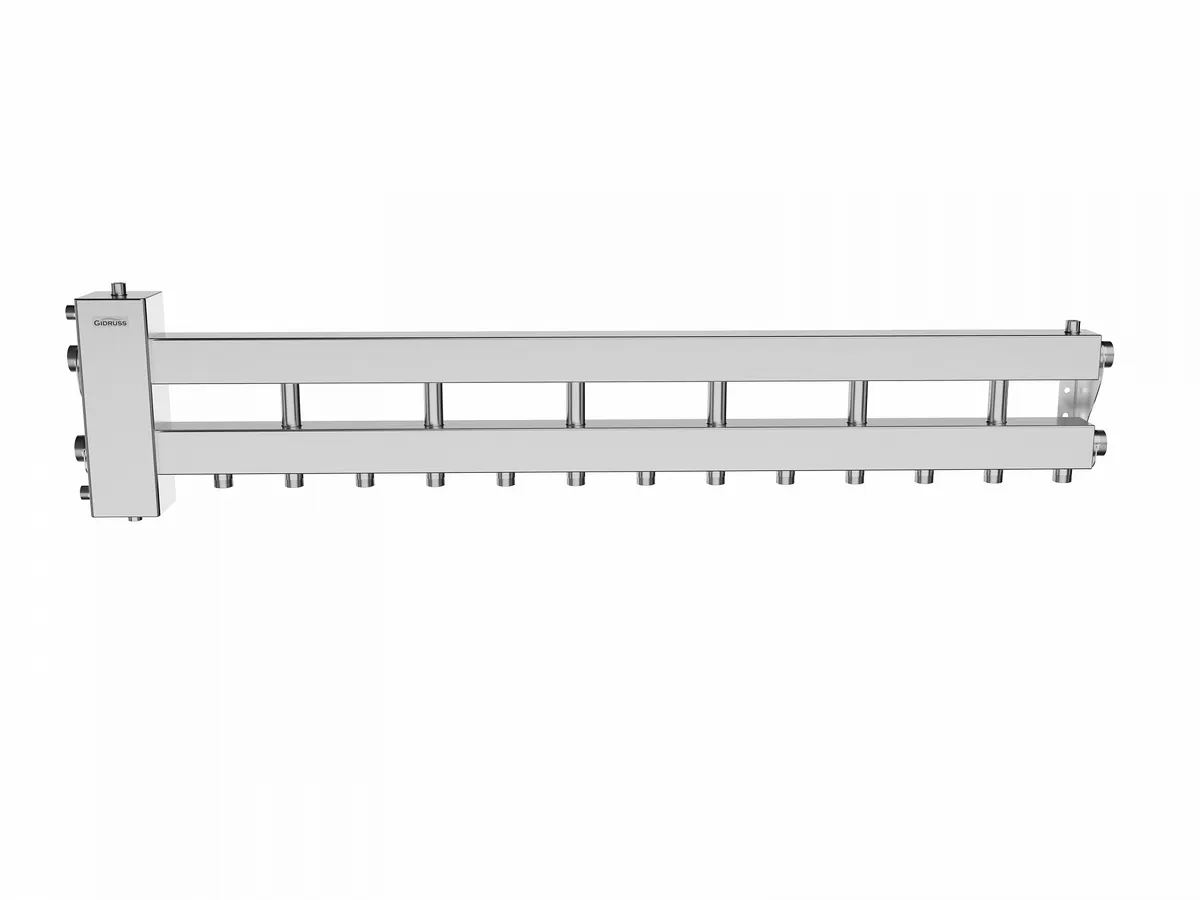 Нержавеющий коллектор с гидрострелкой на 6+1 контуров BMSS-150-7D