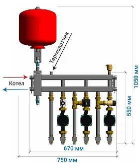 Подойдет для одноэтажного дома до 250 кв.м. с нижней подводкой потребителей